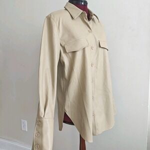 BB Dakota Steve Madden Faux Leather Tank Collared Button Down Shacket‎ Jacket